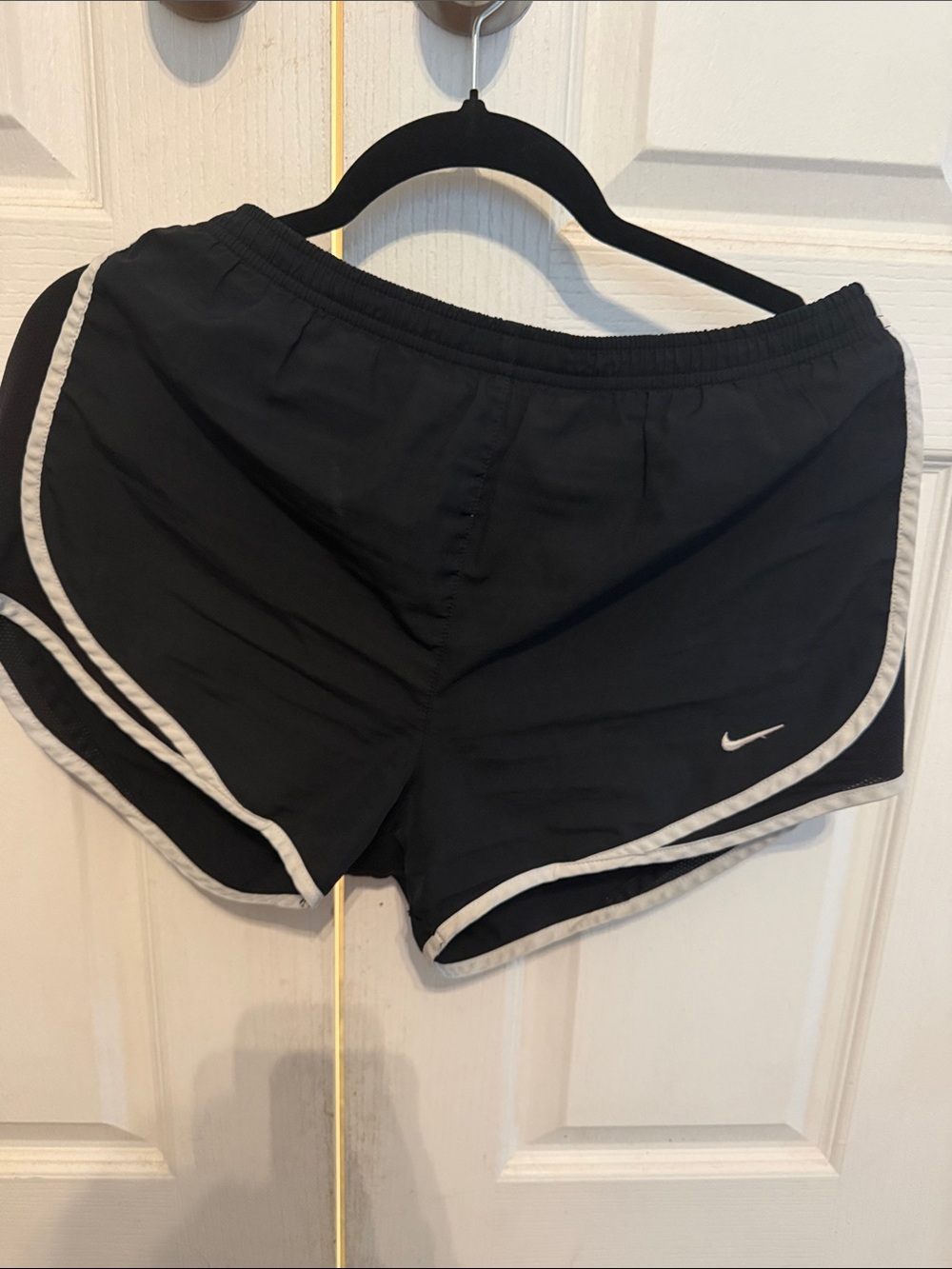 Nike Black Women's Athletic Shorts with White Piping